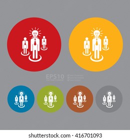 Vector : Simple Circle Businessman With Light Bulb Head, Idea, Brainstorming Infographics Flat Icon, Sign