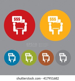 Vector : Simple Circle Businessman Making Business Deal Infographics Flat Icon, Sign