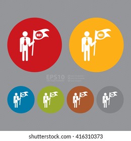 Vector : Simple Circle Businessman With No 1 Flag Infographics Flat Icon, Sign
