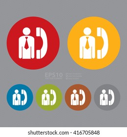 Vector : Simple Circle Businessman With Telephone Flat Icon, Sign