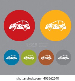 Vector : Simple Circle Eco Car Infographics Flat Icon, Sign 