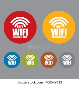 Vector : Simple Circle Free Wifi Available Here Infographics Flat Icon, Sign 
