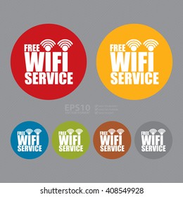 Vector : Simple Circle Free Wifi Service Infographics Flat Icon, Sign 