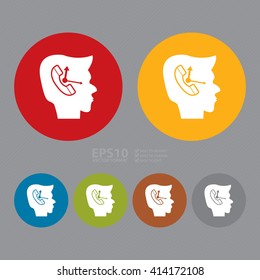 Vector : Simple Circle Head With Telephone and Clock Hand Infographics Flat Icon, Sign