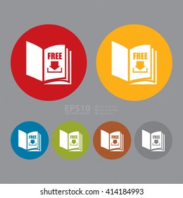 Vector : Simple Circle Open Book With Free Download Infographics Flat Icon, Sign