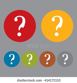 Vector : Simple Circle Question Mark Head Infographics Flat Icon, Sign