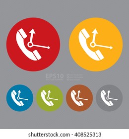 Vector : Simple Circle Telephone With Clock Hand Infographics Flat Icon, Sign