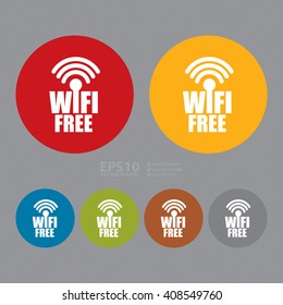 Vector : Simple Circle Wifi Free Infographics Flat Icon, Sign