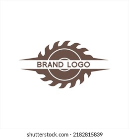 Vector simple circular saw design logo. Carpentry, Construction and Manufacturing Tools