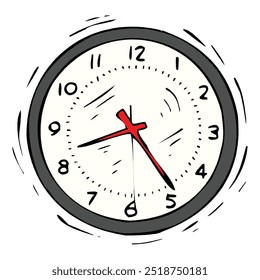Vector simple classic black and white round wall clock isolated on white. 