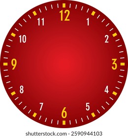 Vector simple classic red round wall clock isolated on white Wake up timer clock. Timer clock design. 