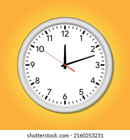 Vector simple classic round wall clock isolated on background