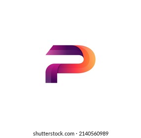 Vector Simple Clean Modern Vibrant Colorful 3D Initial logo Letter P
