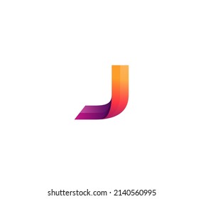 Vector Simple Clean Modern Vibrant Colorful 3D Initial logo Letter J