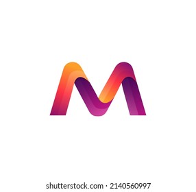 Vector Simple Limpio Moderno Vibrante Colorido 3D Logotipo inicial Letra M