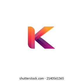 Vector Simple Clean Modern Vibrant Colorful 3D Initial logo Letter K