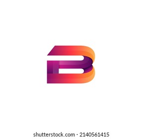 Vector Simple Clean Modern Vibrant Colorful 3D Initial logo Letter B