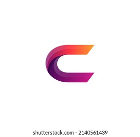 Vector Simple Clean Modern Vibrant Colorful 3D Initial logo Letter C
