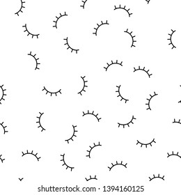 Vector simple closed eyes seamless texture template. Cute flat design girly black eyelashes in random on white. Pattern for fabric, textile, print, paper.