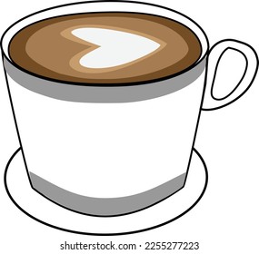 Vector Simple coffee cup and heart shape in the center easy to edit