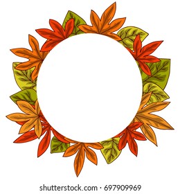 vector simple color illustration of decorative autumn leaves 