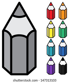 Vector - simple color pencils on white background