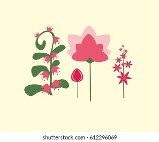 vector simple, colorful flowers in a flat style