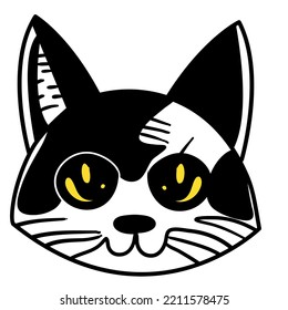 Ilustración de color simple vectorial: gatito de dibujos animados linda cabeza
