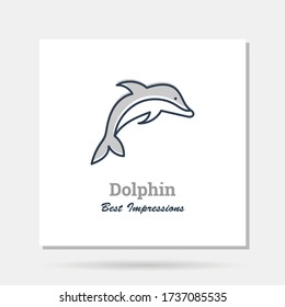 Vector simple company logo example with dolphin as Sea Life