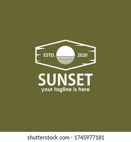 vector of simple concept sunset logo template design vector, holidays logo, emblem, label, stamp vector templates