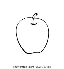 Vector simple contour apple in doodle style. Hand drawn isolated fruit.