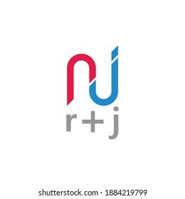 vector of simple curves letter rj line geometric logo