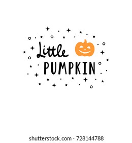 Vector simple cute illustration Little pumpkin  Halloween design  Baby emblem  Fabric textile print
