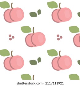 Vector simple and cute pattern with ripe peach and pink dots.
