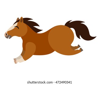 Vector simple cute running brown horse for children alphabet illustration