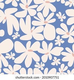 Vector simple and cute Scandinavia flower illustration seamless repeat pattern summer home decor print digital artwork fashion fabric textile