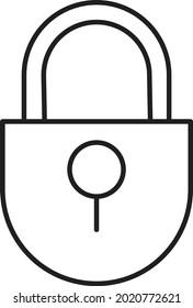 Vector simple design of a padlock with black and white outline