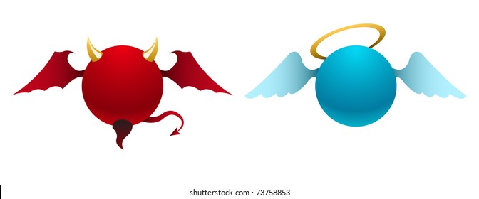 Vector simple devil and angel icons