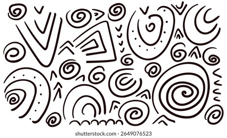 vector simple doodle different swirl  isolated set 