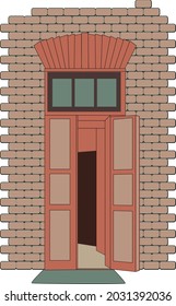 vector simple drawing of an entrance door. Entrance to the house. Entrance door.