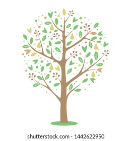 Vector simple drawing of pear tree.