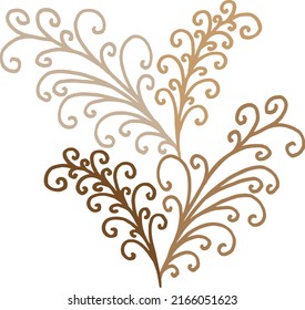 Vector simple drawing for printing. Shades of brown branches with twisted stems. Natural ornament.