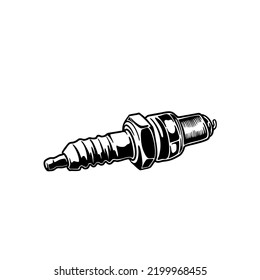 vector simple drawing of spark plug motor parts