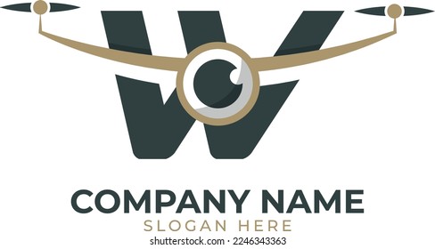 Vector simple drone combine with initial letter w logo template