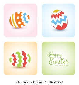 Vector simple easter card template with decorated easter eggs