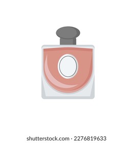 Vector simple eau de parfum bottle. Flat design, isolated on white background. French perfume.