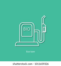Vector simple eco related outline icon of car filling station. Alternative renewable electricity generation. Isolated bio filling station design element in trendy 3d paper art style. Eco concept.