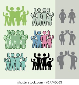 Vector simple editable family icon variations