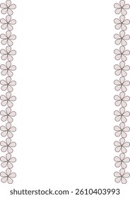 A vector simple, elegant design featuring a border of outlined flowers on a white background. The flowers are stylized with a delicate appearance, creating a soft and inviting aesthetic.
