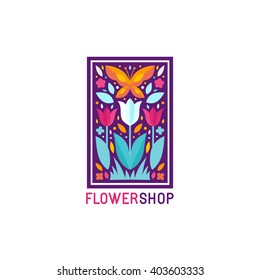 Vector simple and elegant logo design template in trendy flat style - abstract emblem for floral shop or studio, wedding florist, creator of custom floral arrangements or landscape designer 